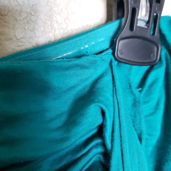 5. J.crew 12 Turquoise Strapless Jersey Ruffle ruched Midi Dress - Picture 6 of 7